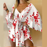 Bohemian Floral V-Neck Mini Dress