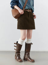Chic Ven Women's Corduroy A-Line Mini Skirt
