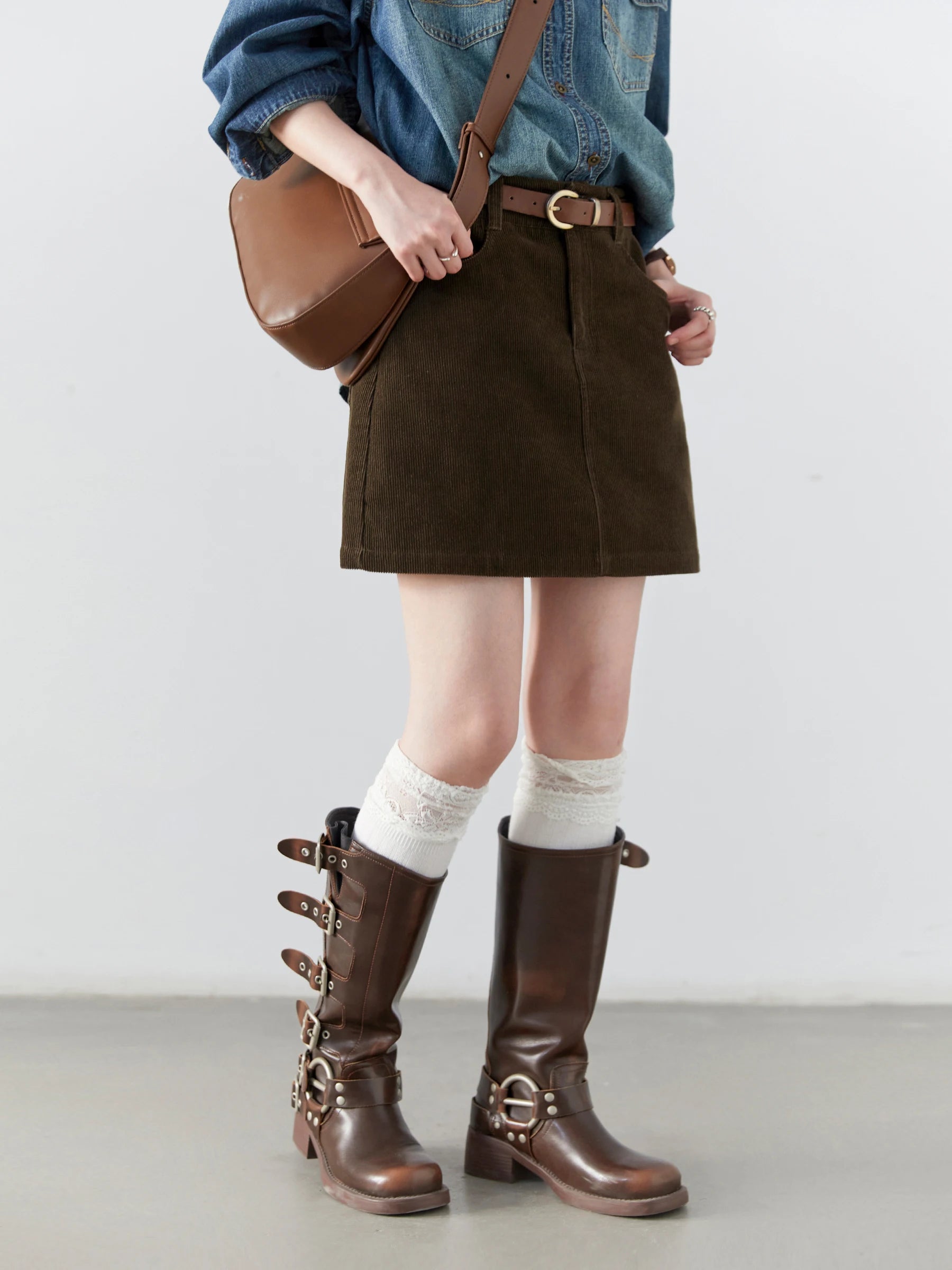 Chic Ven Women's Corduroy A-Line Mini Skirt