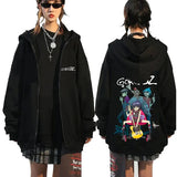 Rock Band Gorillaz Demon Days Eyes Graphic Zipper Hoodie Men Hip Hop Fashion Oversized Zip Up Jacket Unisex Zip Up Sweatshirt