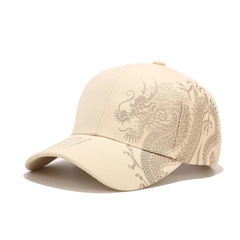 Unisex Cotton Dragon Print Baseball Cap
