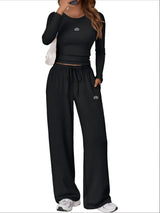 Women's Long Sleeve Top & Straight-Leg Pants Set