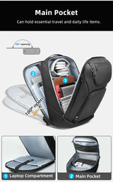 Heroic Knight Business Backpack for Men Waterproof Travel 17.3" Laptop Backpack  High Capacity Multifunctional Pack USB Charging
