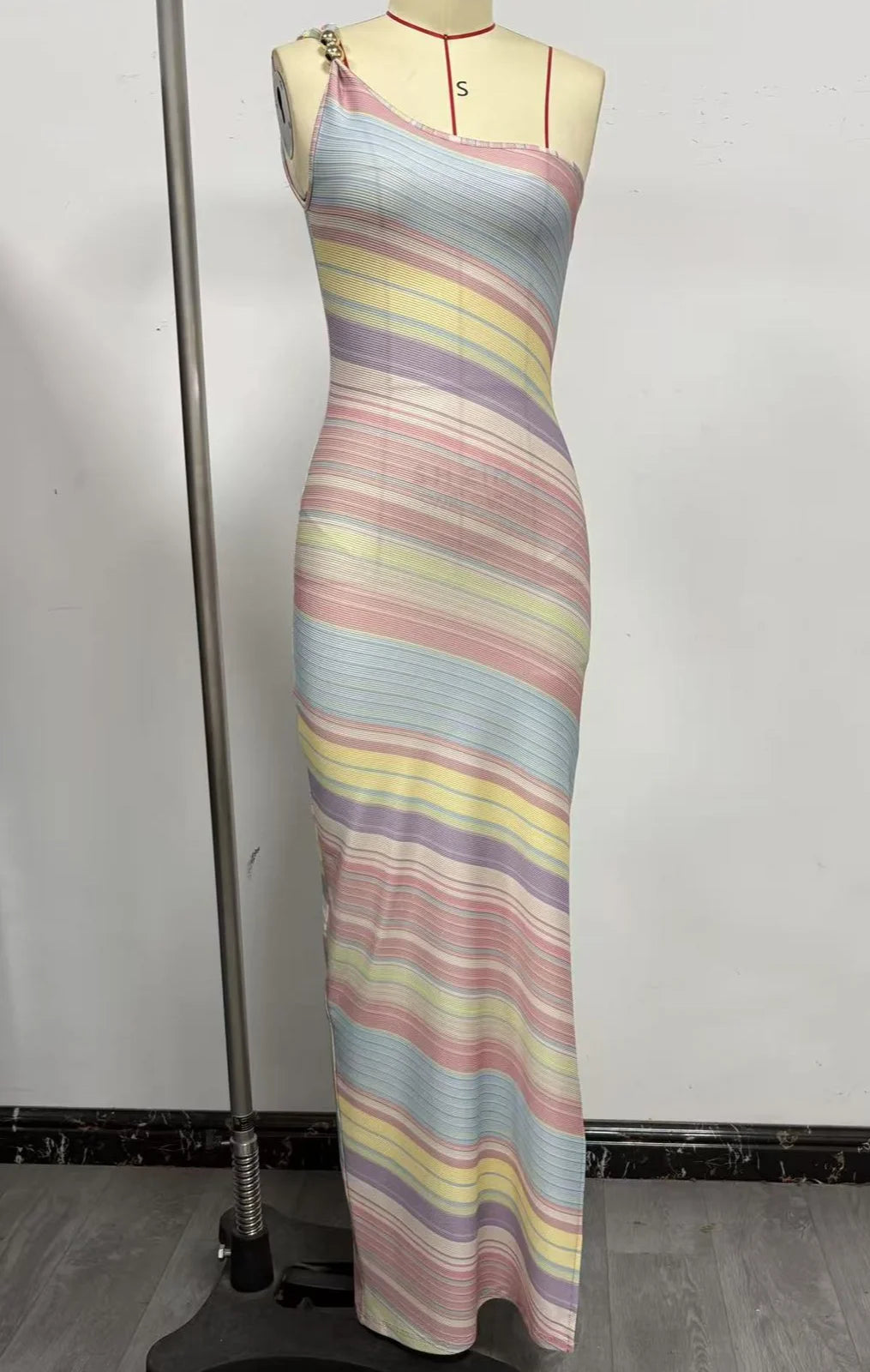 Color Blocked Knitted Long Dress Women Elegant Off Shoulder Corset High Split Vestidos 2026 Lady Daily Beach Vacation Wear New
