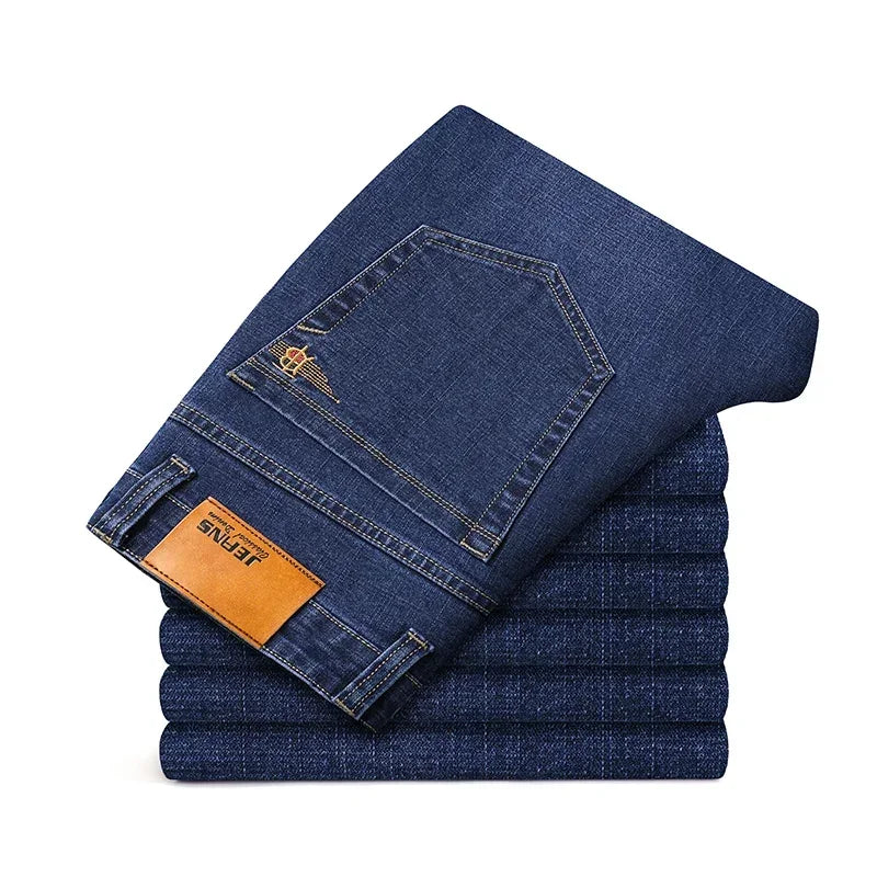 Men's Classic Straight-Leg Denim Jeans | Blue & Black