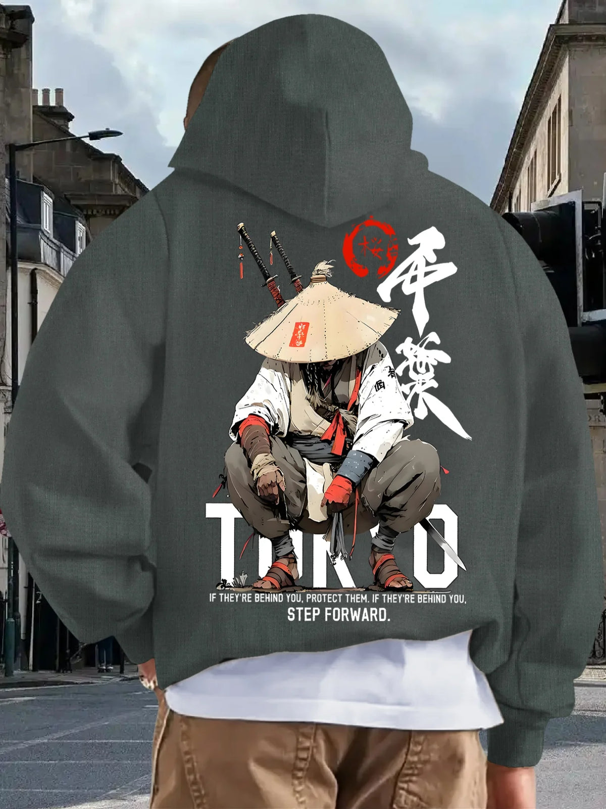 Japan Style Men Women Pullover Hoodie Street Casual Harajuku Retro Art Swordsman Sports Y2K Autumn Winter Sweatshirt Top Clothes