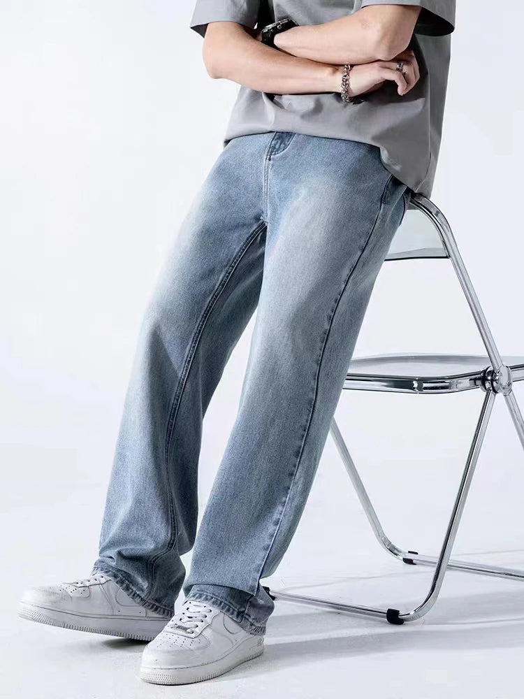 Men's Loose Straight-Leg Cotton Blend Jeans