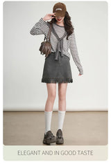 LOUIS YAO Tassels Rivet A-line Half Skirt 2025 Autumn Short Skirts Fashionable and Gentle Casual  Women's Half Skirt
