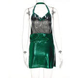 Elegant Sequin Halter Mini Dress