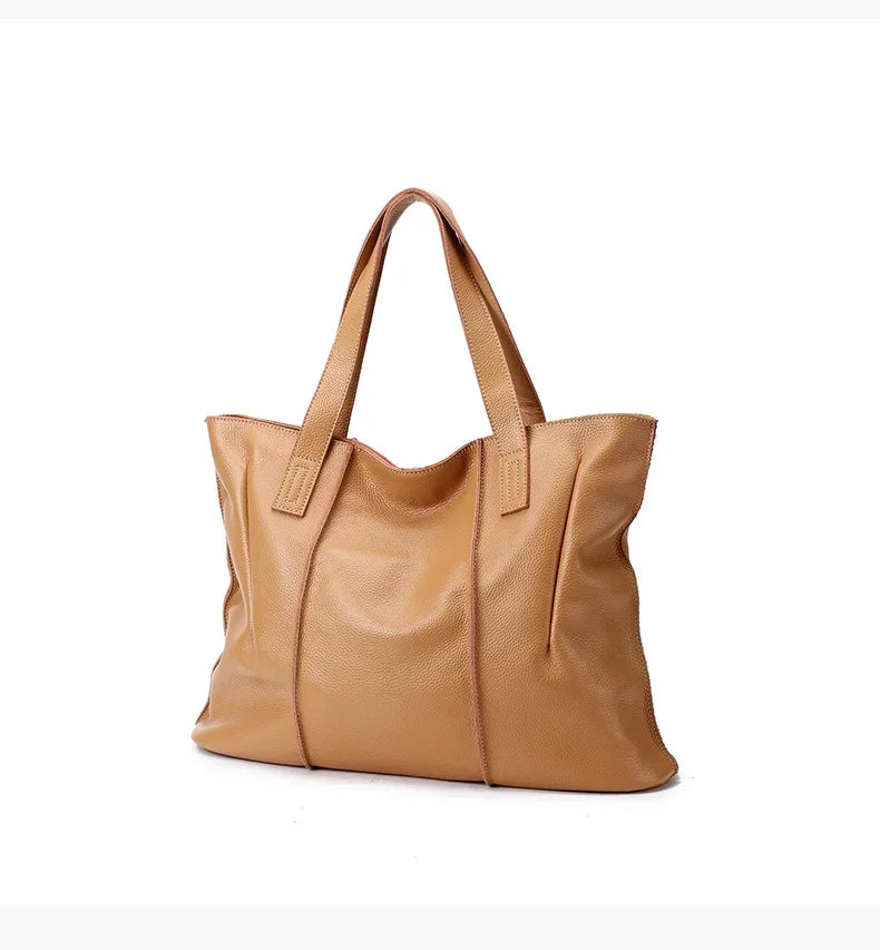 Women's Large Capacity Cowhide Handbag Female Retro Fashion Luxury Bags Ladies Real Natural Cow Leather Shoulder Bag for Lady