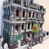 7527PCS Gothic Psychiatric Hospital Lunatic Hospital Building Blocks Set Haunted Mansion Style Construction Bricks Model Kit with Ornate Facade and Fence Details DIY Assembly Toys for Adults Ideal Birthday Holiday Gift Home O