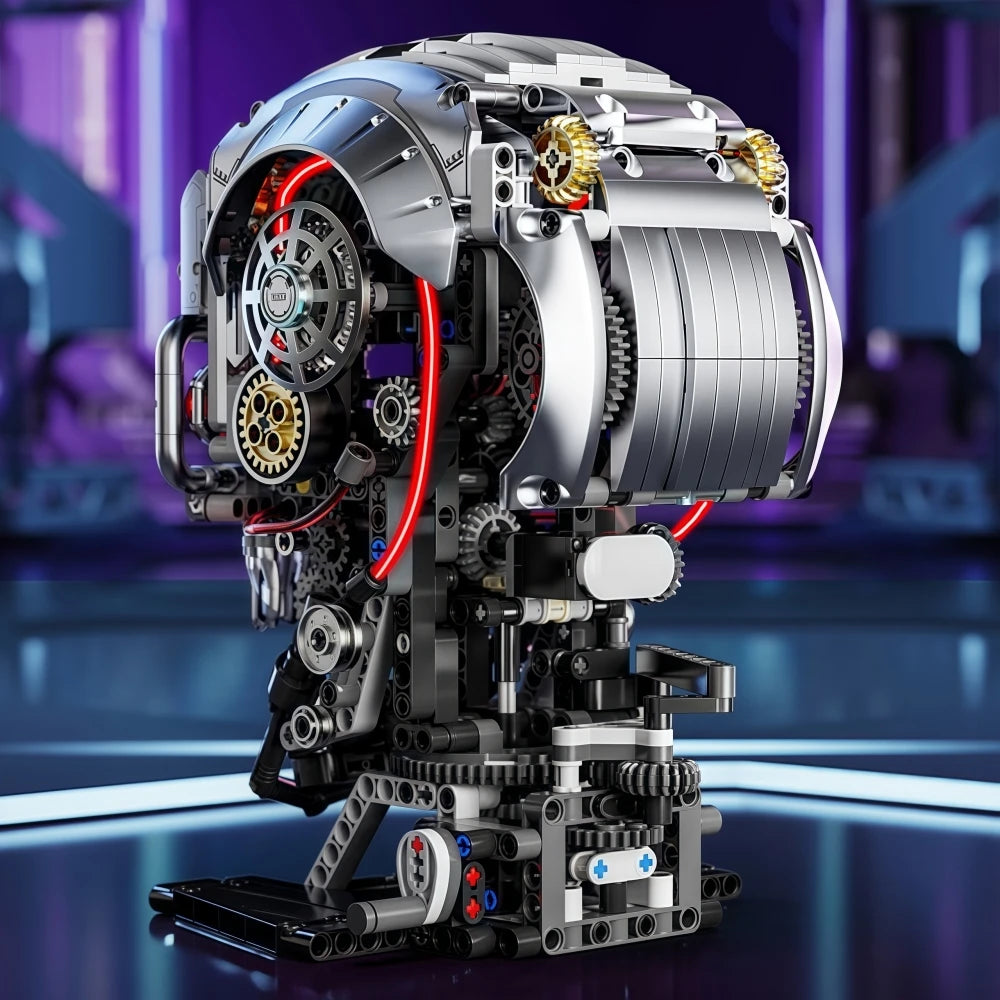 NEW 1099pcs Technical Skull Robot Building Blocks , Gear Linkage ,  Power Motor ,  Desktop Decor Collectible Gift