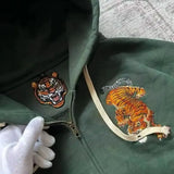 Y2K Tiger Claw Embroidered Relaxed Hoodie