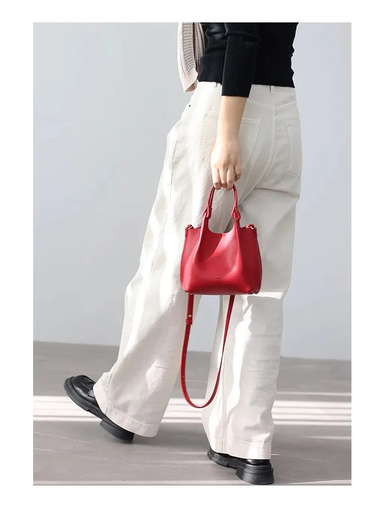 Women Real Leather Crossbody Bags Luxury Small Size Cute Handbag Soft Shoulder Bag 2024 New Arrival Designer Style