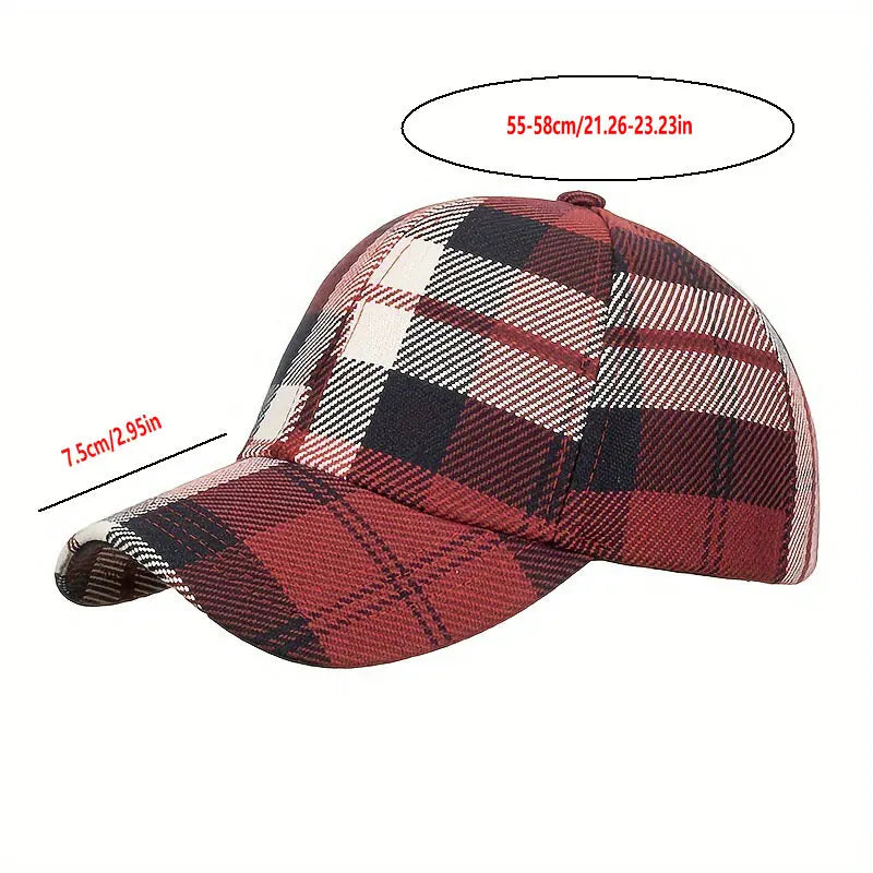 Unisex Houndstooth Baseball Cap – Adjustable Plaid Hat