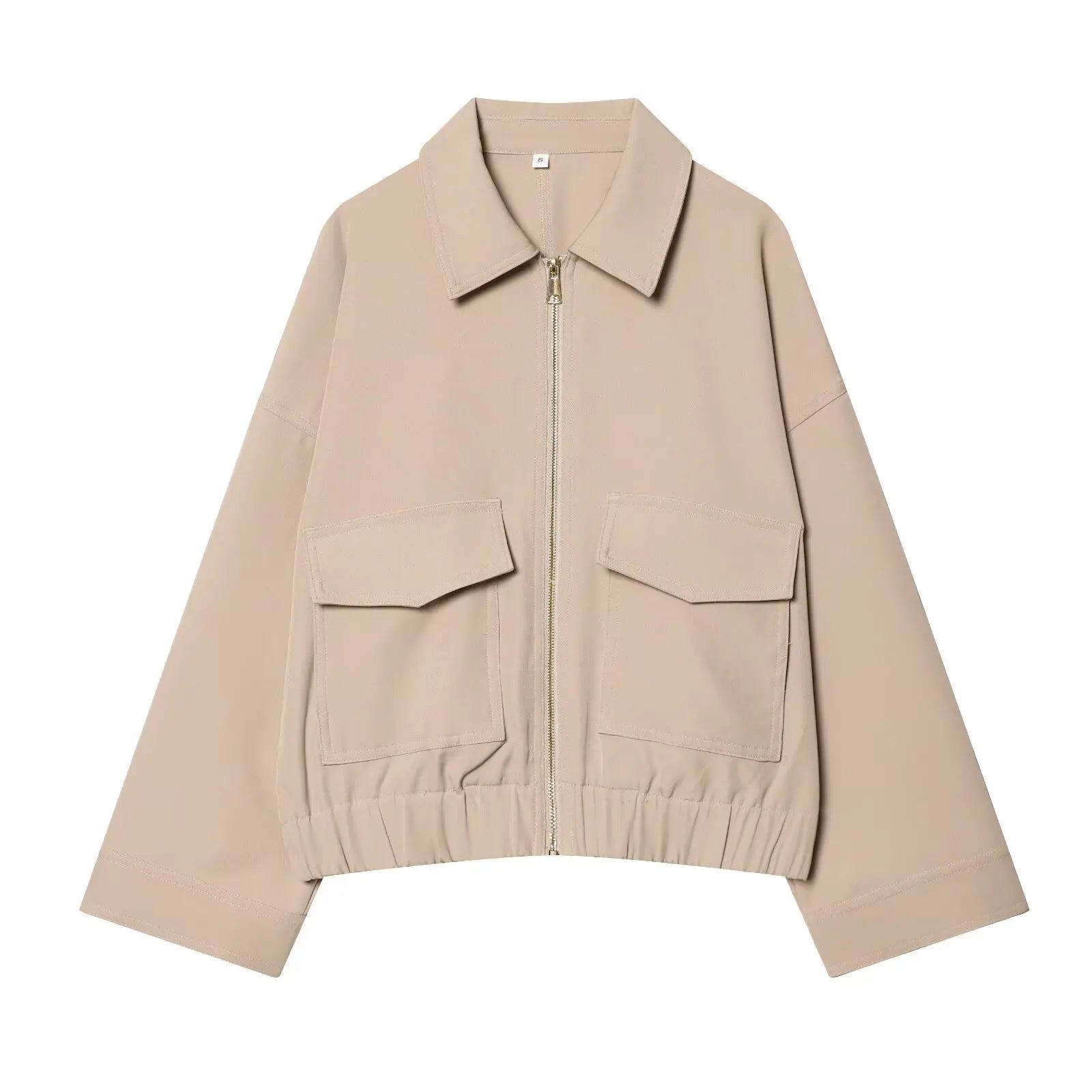 NLZGMSJ Women's 2025 Autumn Elegant Clothing Jacket Vintage Lapel Collar Zipper Full Sleeve Pocket Coat Lady Outerwears