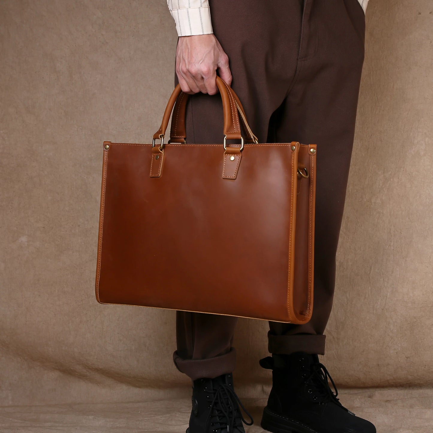 Original Ultra-Simple High Quality Men's Leather Document Baotou Layer Cowhide Computer Bag Business Trip Office Handbag
