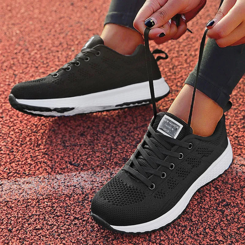 Women's Canvas Lace-Up Flat Casual Sneakers