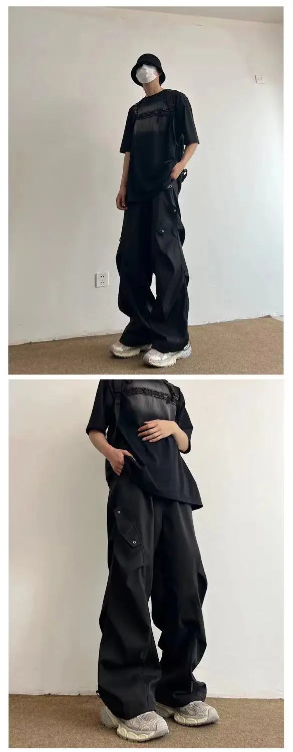 Techwear Parachute Cargo Pants - Men's Hip Hop Wide Leg Streetwear