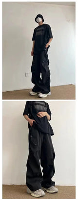 Techwear Parachute Cargo Pants - Men's Hip Hop Wide Leg Streetwear