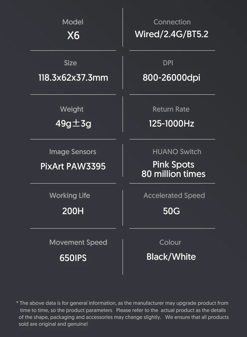 Attack Shark X6 Bluetooth Mouse Gaming Wireless Tri-Mode Connection,RGB Touch Magnetic Charging Base PAW3395 Macro Gaming Mouse