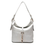 Zency Elegant Blue Women Shoulder Bag 100% Genuine Leather White Hobos Handbag Lady Messenger Purse Charm Lock Decoration Red