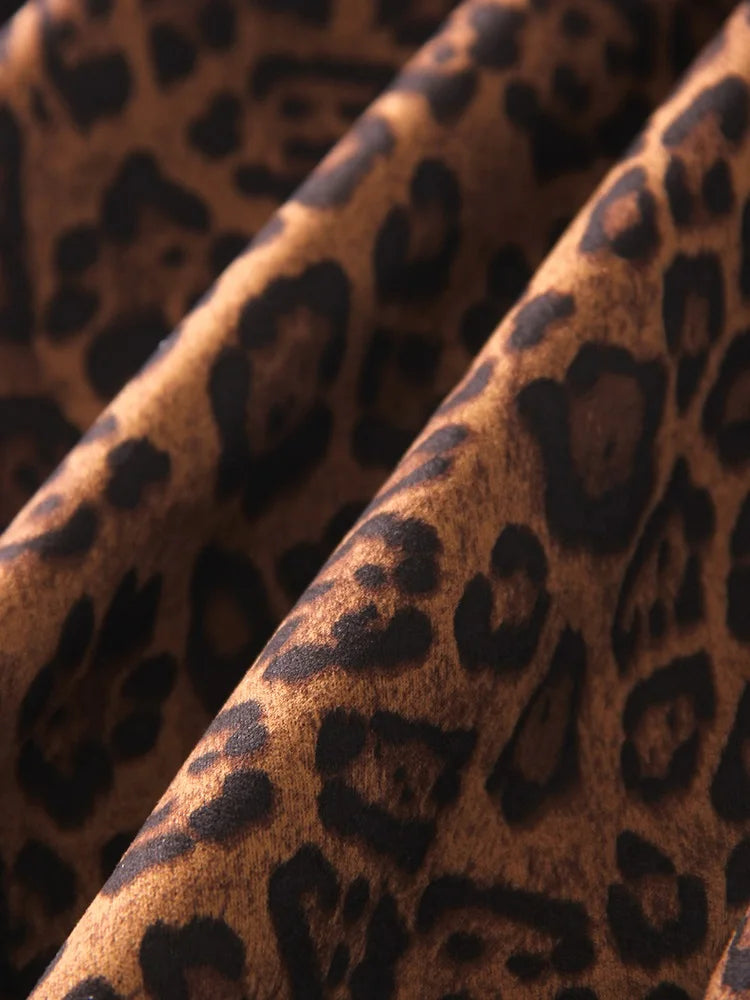 Leopard Print Suede Maxi Skirt – Women's Autumn Winter