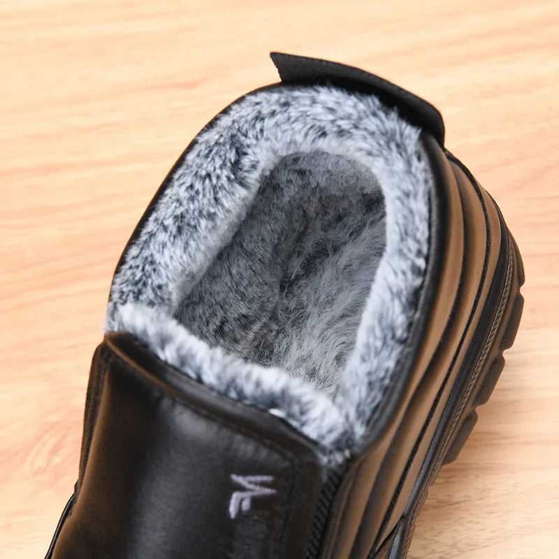 Men’s Waterproof Leather Snow Boots – Anti-Slip Winter Warmth