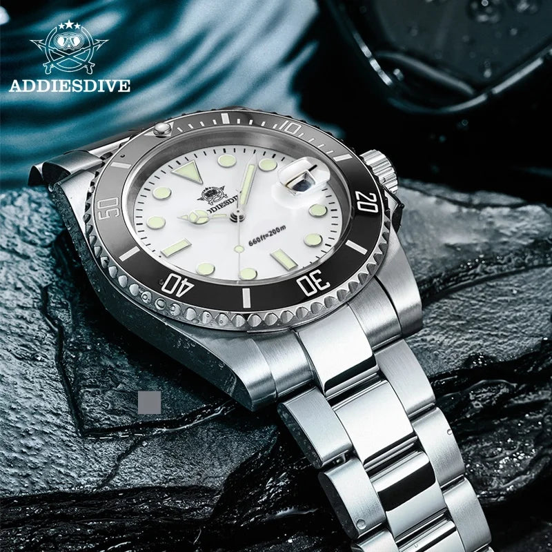 ADDIESDIVE 41mm Top Luxury Quartz Watch For Men 200m Diving BGW9 Super Luminous 316L Stainless Steel Quartz Watches Reloj Hombre