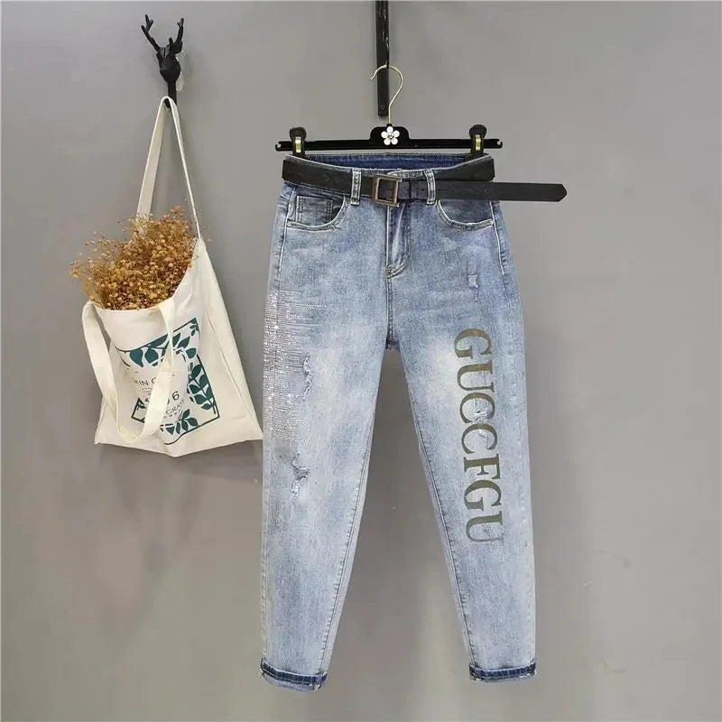Women's High-Waist Slim Denim Pencil Jeans | S–5XL
