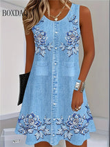 Women's Floral Sleeveless A-Line Mini Dress
