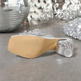 Women’s Clear Crystal Ball Heel Slide Sandals