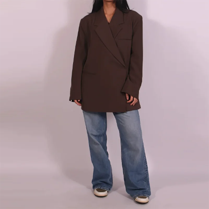 Ladies Loose Blazer Suit Solid Casual Turn Down Collar One Button Coat High Waist Shorts 2025 Summer Autumn Formal New Outfits