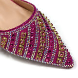 Rhinestone Pointed-Toe Slingback Heels & Bag Set