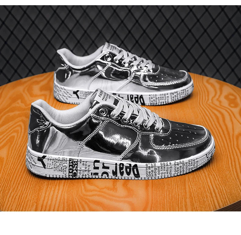Men's Glitter Lace-Up Streetwear Sneakers
