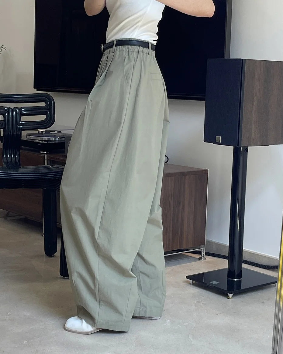 Women’s High-Waist Cotton Wide-Leg Pants