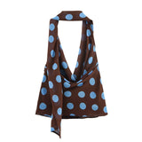 Polka Dot Printed Midi Skirts Two Piece Sets for Women 2026 Summer Chic Scarf Halter Top Suits Beach Woman 2 Piece Outfits