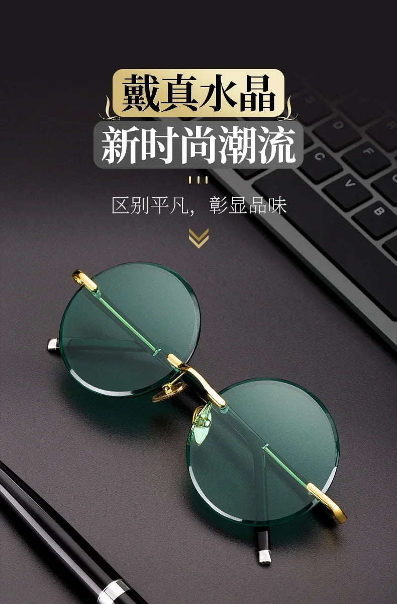 Rimless Round Sunglasses – UV400 Alloy Frame