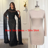 Luxury Beaded Mermaid Evening Gown | Cape Sleeve