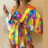 Bohemian Floral V-Neck Mini Dress