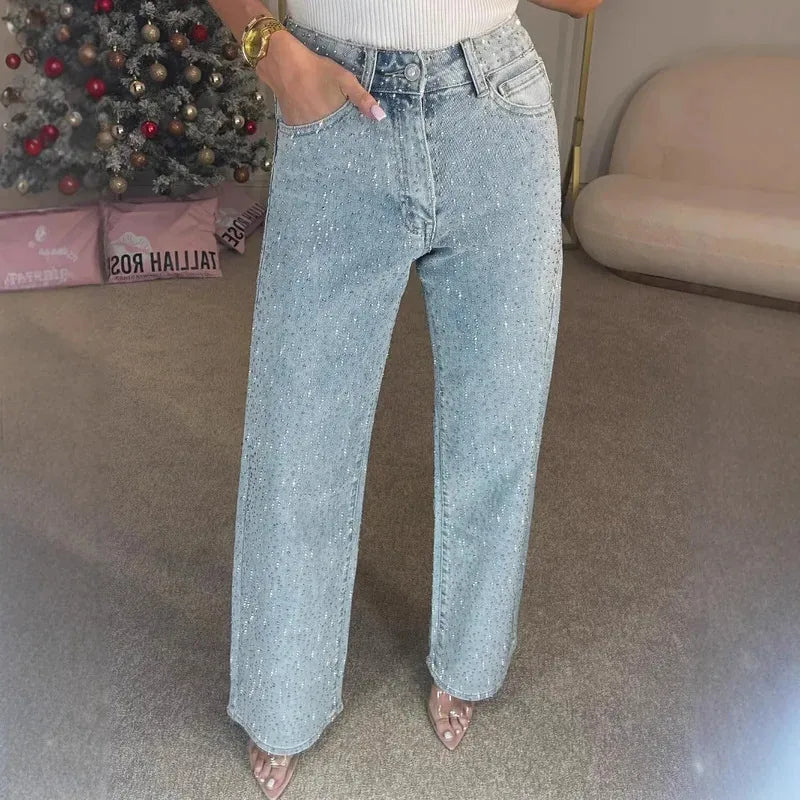 Women's Diamond Straight-Leg High-Waist Jeans