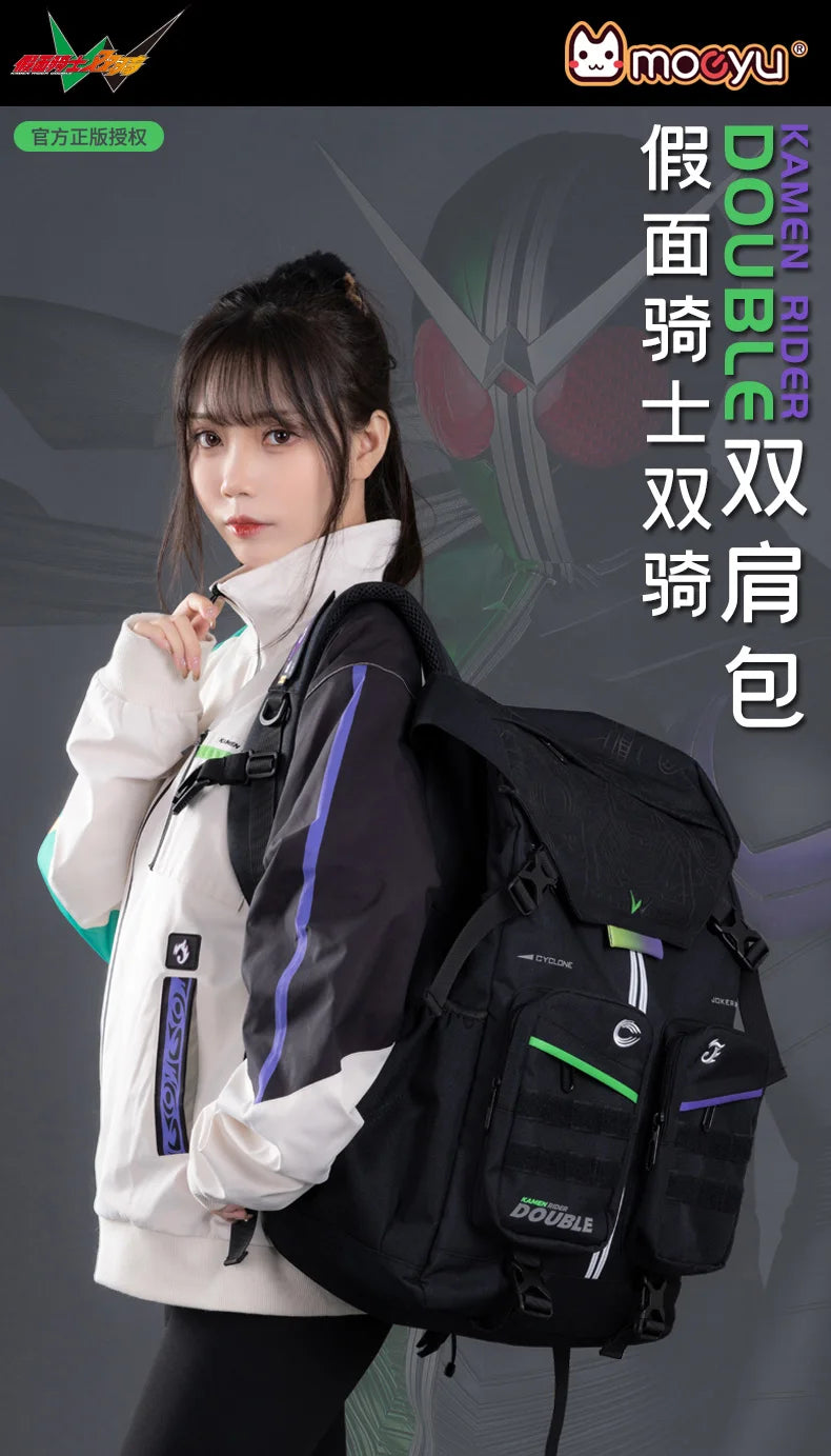 Moeyu KAMEN RIDER DOUBLE Men's Backpack Women Bag Large Capacity Backpacks Anime School Back Pack Rucksack Laptop Travel Bags