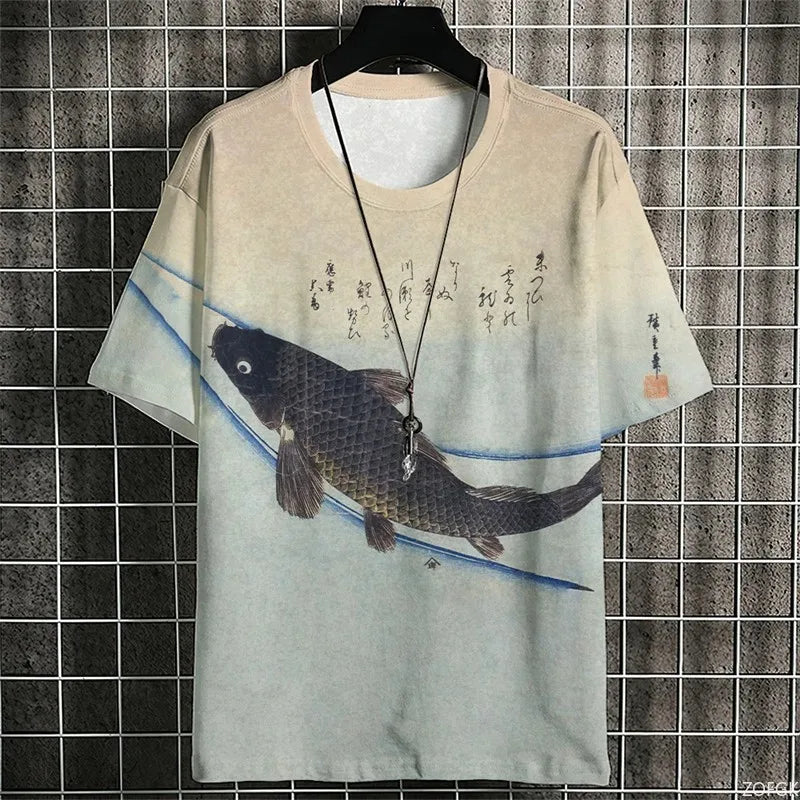 Japanese Samurai Cat Men's Anime T-Shirt – Summer 3D Print Tee