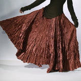 Elegant High-Waist Pleated Maxi Skirt for Women