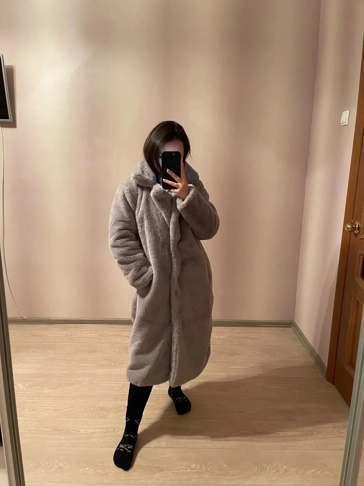 Luxury Faux Rabbit Fur Winter Overcoat