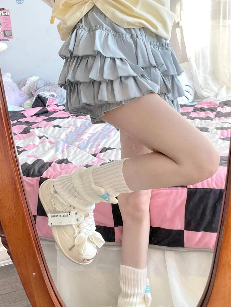 Bow & Ruffle High-Waist A-Line Mini Skirt