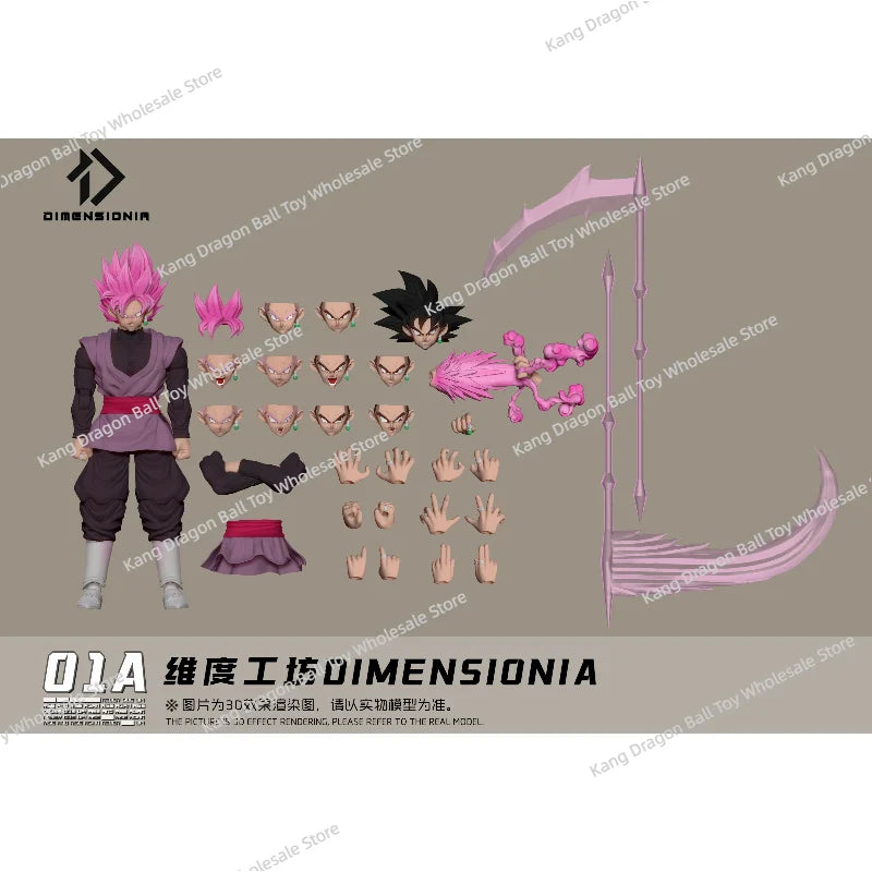 In stock  Dimensionia Workshop DIMENSIONIA Dragon Ball 01A-01C Black Goku Rebel God Action Figure