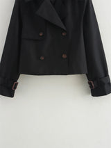 Vintage Cropped Double-Breasted Trench