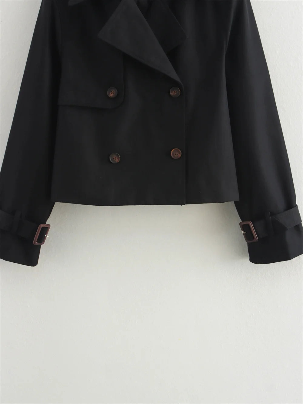 Vintage Cropped Double-Breasted Trench