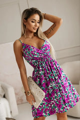 Women's Floral Print Wrap Pleated Sundress